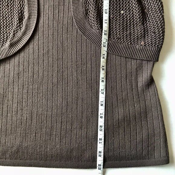 Requirements‎ Brown Sequin Y2K Top Short Sleeve Cardigan Size Medium - Picture 5 of 6